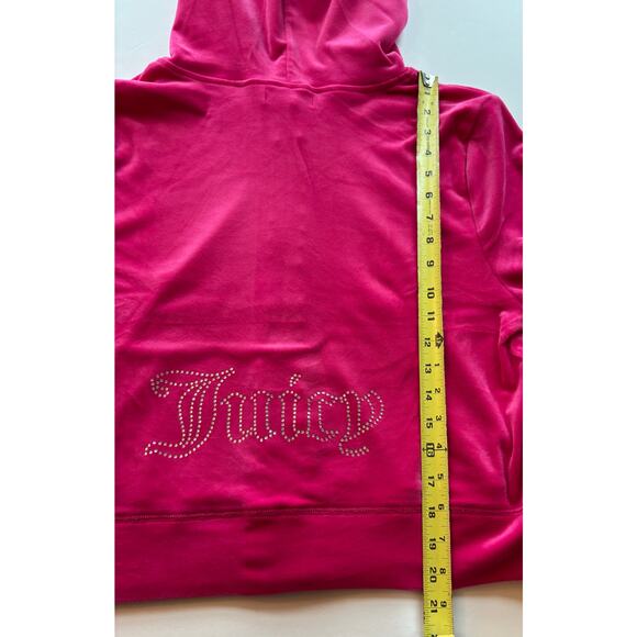 Juicy Couture Hot Pink Velour Y2K Style Hoodie Rhinestone Back Zip Jacket XL NWT - Picture 13 of 13
